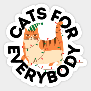 Cats For Everybody Festive Cat Funny Christmas Gift for Cat Owners and Feline Lovers Sticker